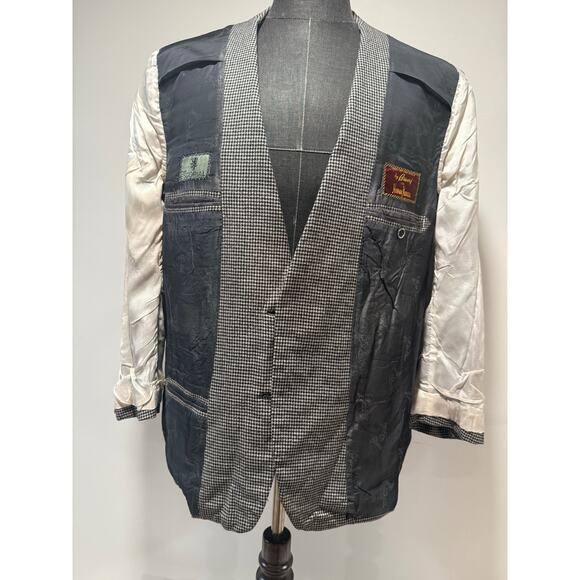 Brioni Neiman Marcus Escorial Wool Suit Jacket Houndstooth Blk White Size 48R JL - Picture 8 of 16